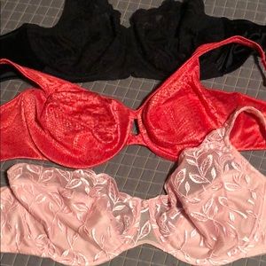 Set of 3 bras (assorted brands) 38D, DD